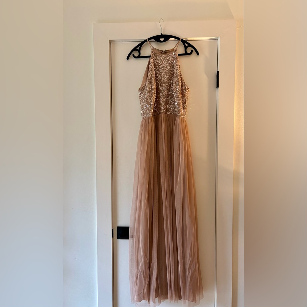 Rose Gold Sequins Tulle Bridesmaid Dress | Wedding Guest Dresss